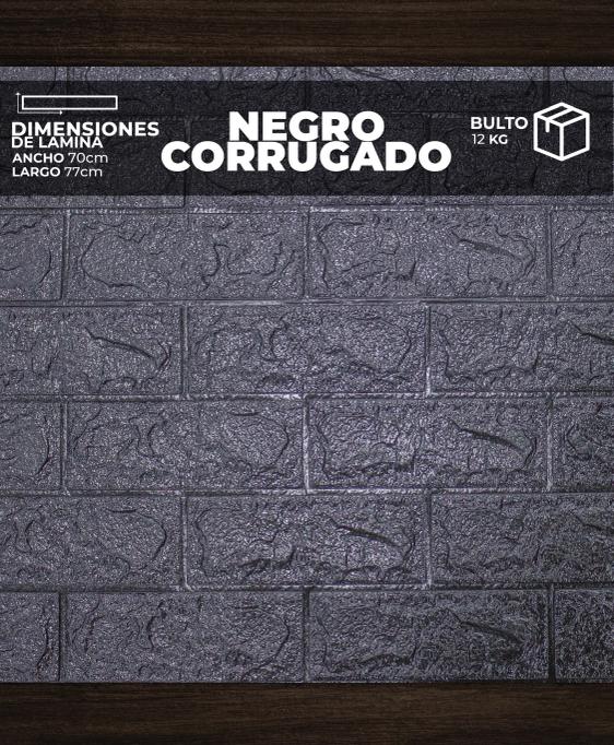 PANEL 3D CORRUGADO NEGRO (0,70cm X 0,77cm )