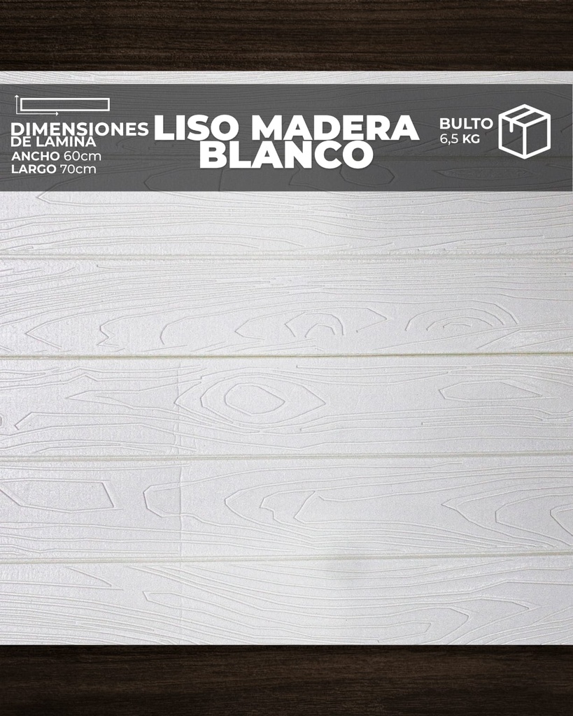 PANEL 3D LISO MADERA BLANCO (0,70cm x 0,70cm)