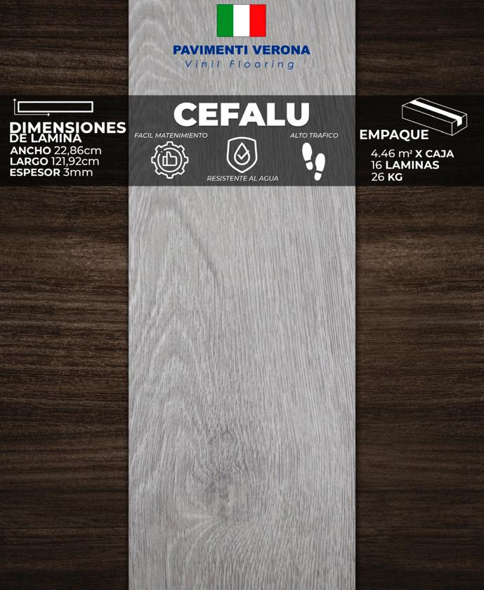 PISOS VINIL PAVIMENTI VERONA (CEFALU) 3mm (4,46m2/Caja) (Precio/mt² Con Pegamento)