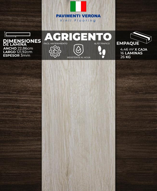 PISOS VINIL PAVIMENTI VERONA (AGRIGENTO) 3mm (4,46m2/Caja) (Precio/mt² Con Pegamento)