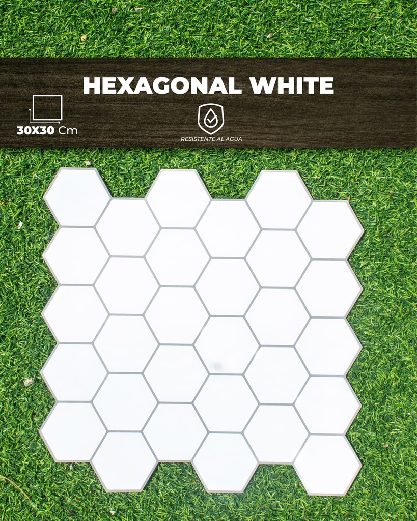 STICKER 3D HEXAGONAL WHITE (30 X 30)
