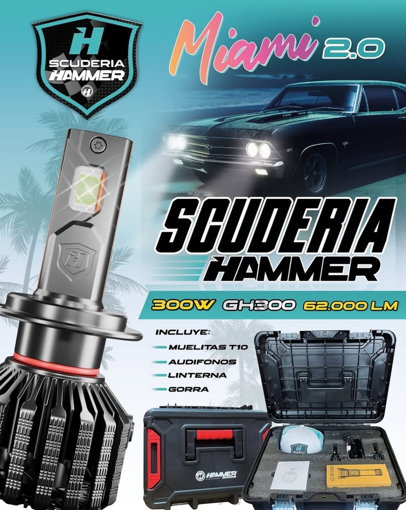 MIAMI 2.0 ESCUDERIA GH300 62.000LM 300W 9004 6500K