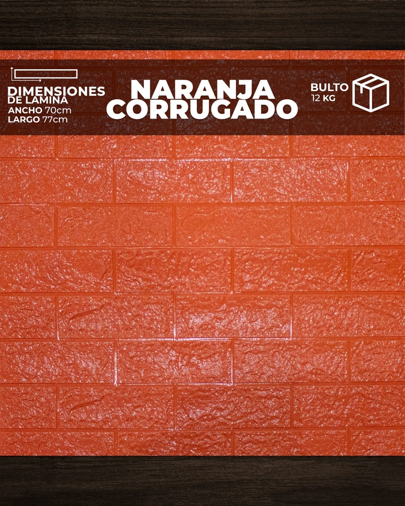 [CR0109] PANEL 3D CORRUGADO NARANJA INTENSO (0,70cm X 0,77cm )