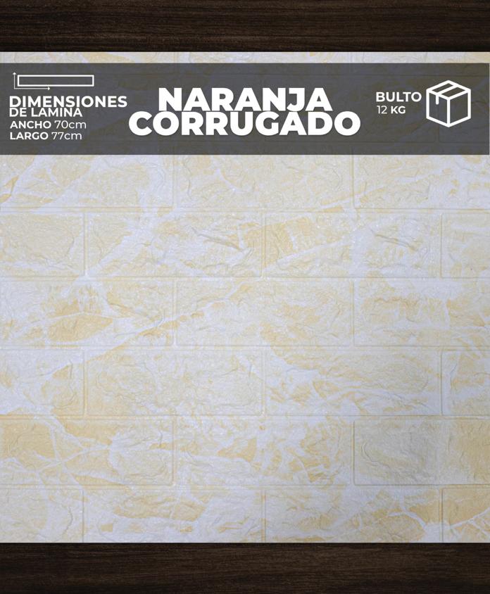 [CR0110] PANEL 3D CORRUGADO NARANJA (0,70cm X 0,77cm )