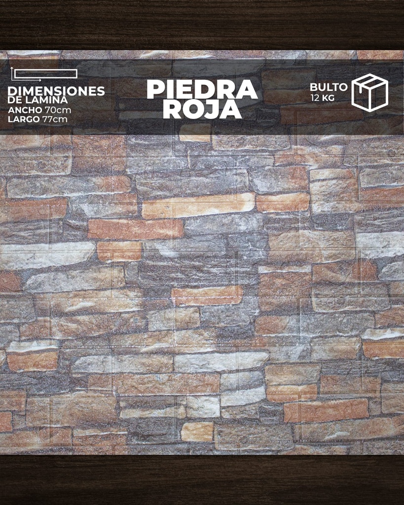[PD0103] PANEL 3D PIEDRA ROJA (0,70cm x 0,70cm)