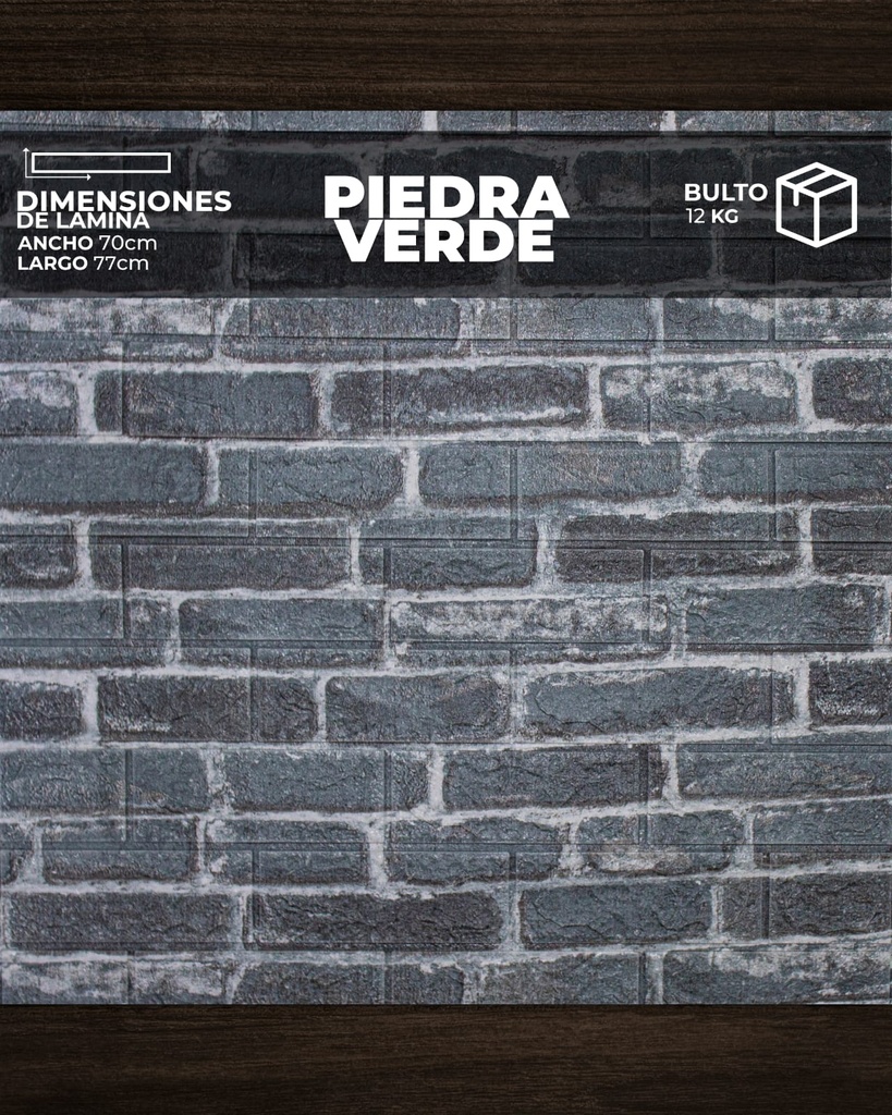 [PD0107] PANEL 3D PIEDRA VERDE  (0,70cm X 0,77cm )