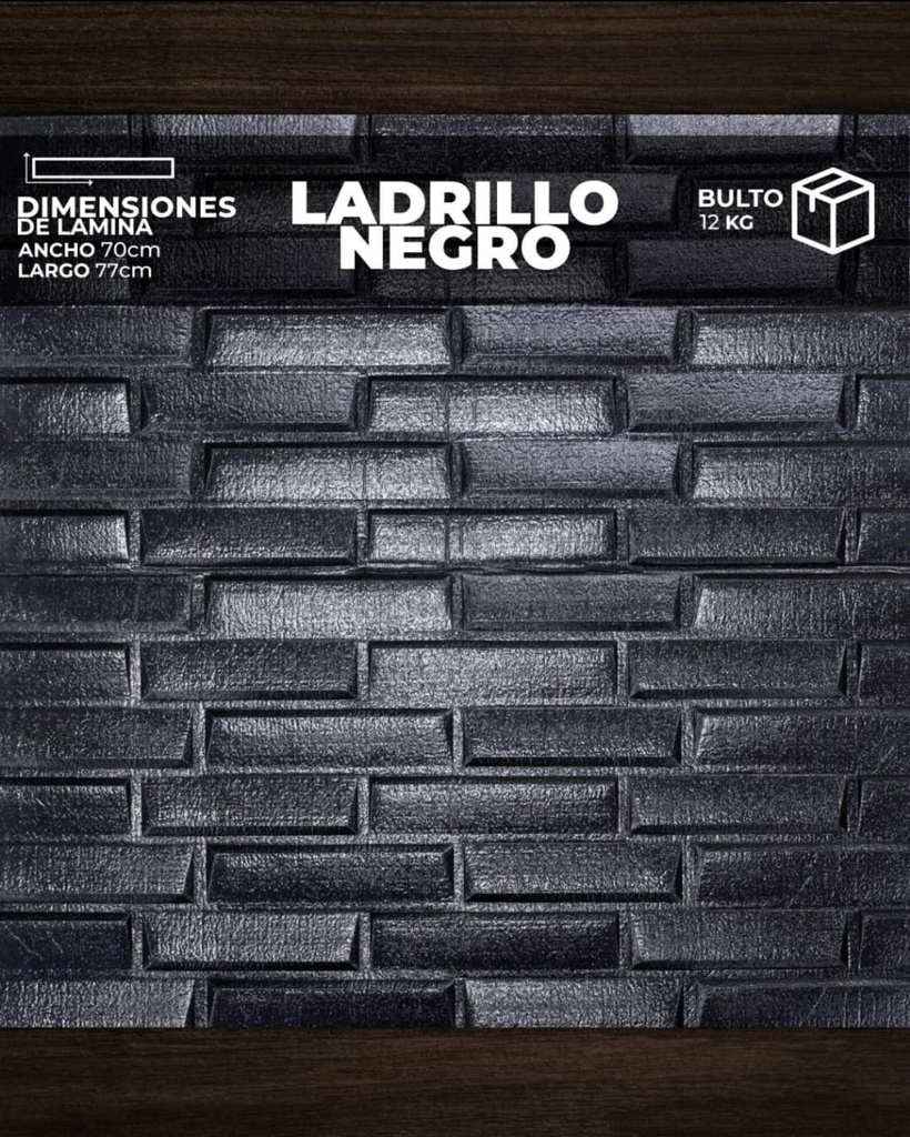 [LD0102] PANEL 3D LADRILLO NEGRO (0,70cm x 0,70cm)