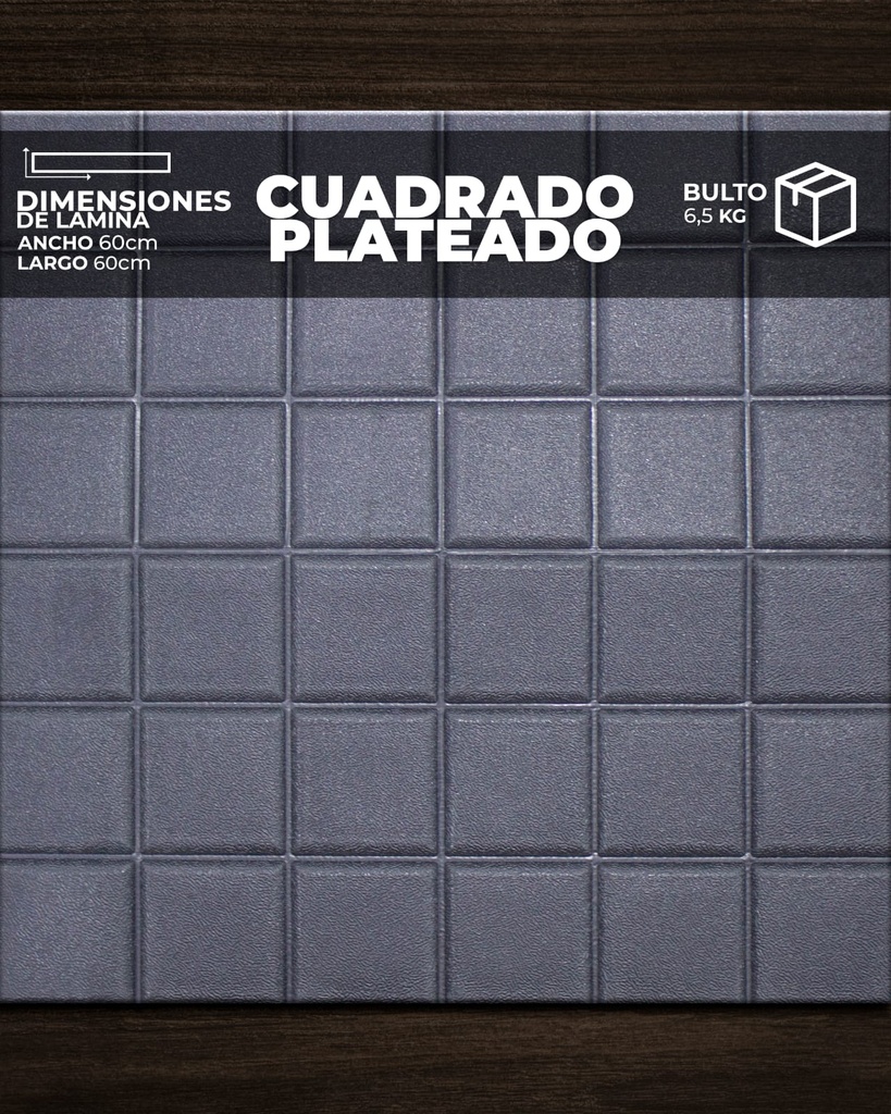 [CA0102] PANEL 3D CUADRO PLATEADO (0,60cm x 0,60cm)