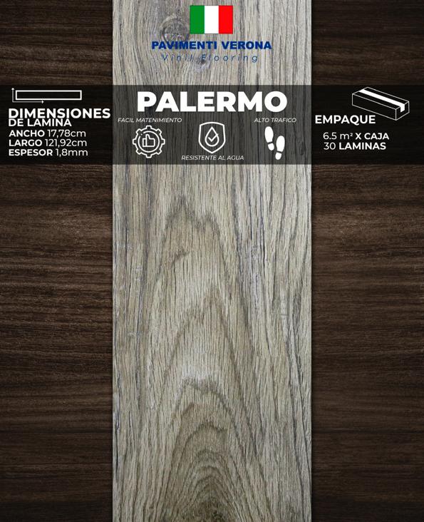 [PV0001] PISOS VINIL PAVIMENTI VERONA (PALERMO) 1,8mm (6,5m2/Caja)  (Precio/mt² Con Pegamento) 