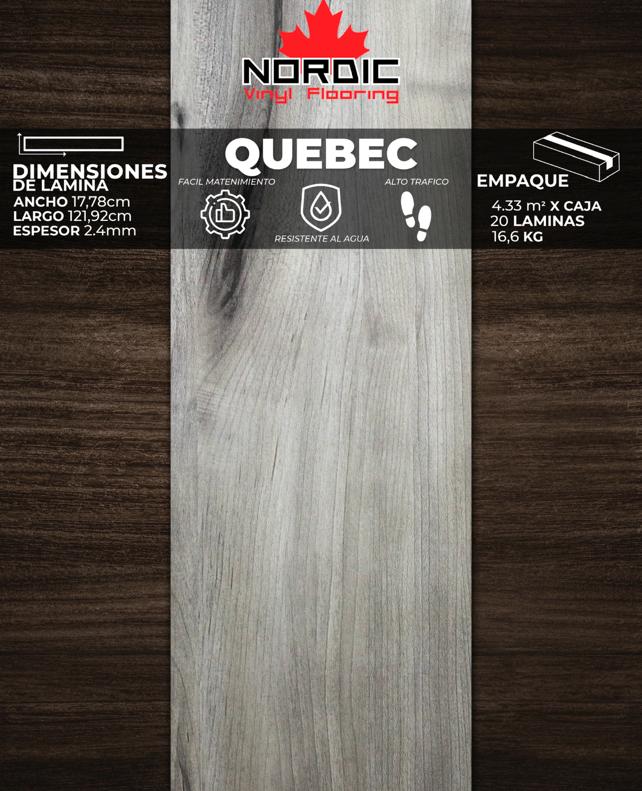 [PV0024] PISOS VINIL NORDIC (QUEBEC) 2,4mm (4,33m2/Caja) (Precio/mt² Con Pegamento) 
