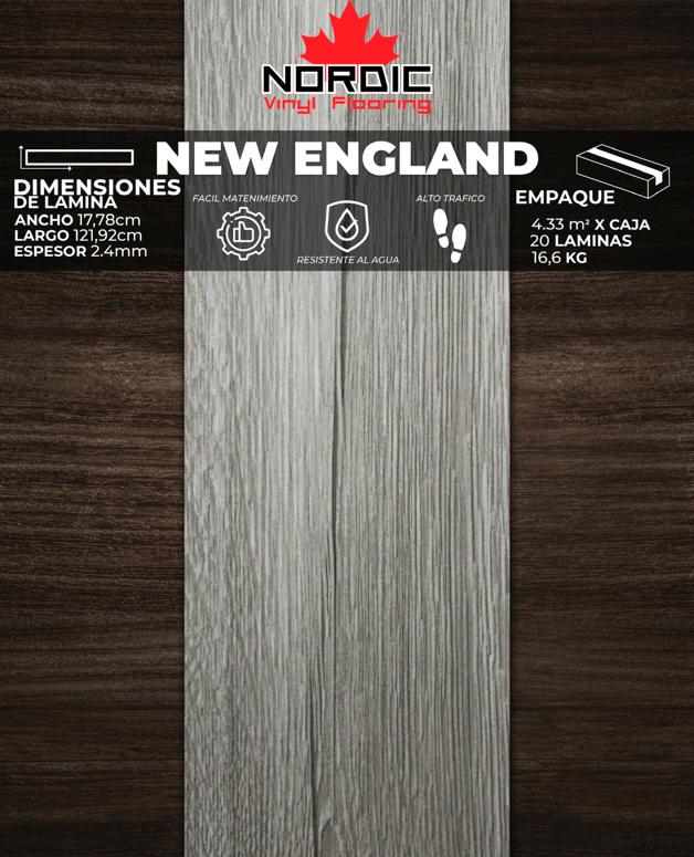[PV0028] PISOS VINIL NORDIC (NEW ENGLAND) 2,4mm (4,33m2/Caja) (Precio/mt² Con Pegamento) 