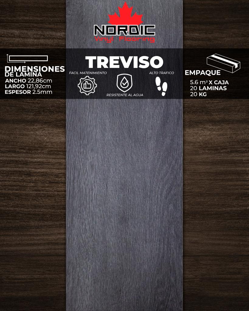 [PV0035] PISOS VINIL NORDIC (TREVISO) 2,5mm (5,6m2/Caja) (Precio/mt² Con Pegamento)