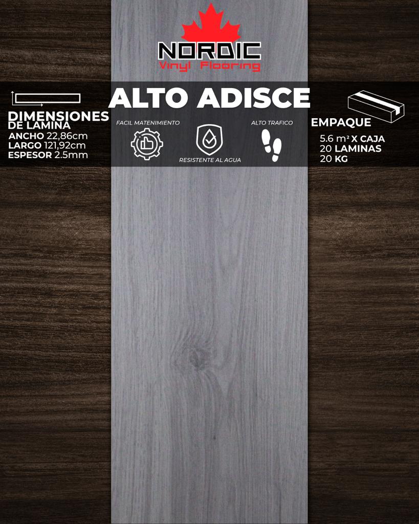 [PV0036] PISOS VINIL NORDIC (ALTO ADISCE) 2,5mm (5,6m2/Caja) (Precio/mt² Con Pegamento)