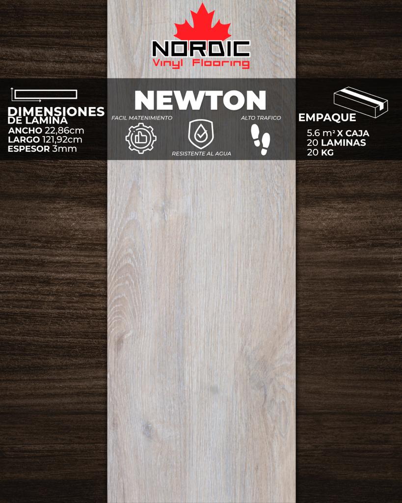 [PV0040] PISOS VINIL NORDIC (NEWTON) 3mm (5,6m2/Caja)  (Precio/mt² Con Pegamento)