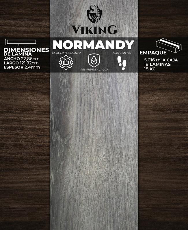 [PV0043] PISOS VINIL VIKING (NORMANDY) 2,4mm (5,016 mt2/Caja)  (Precio/mt² Con Pegamento)
