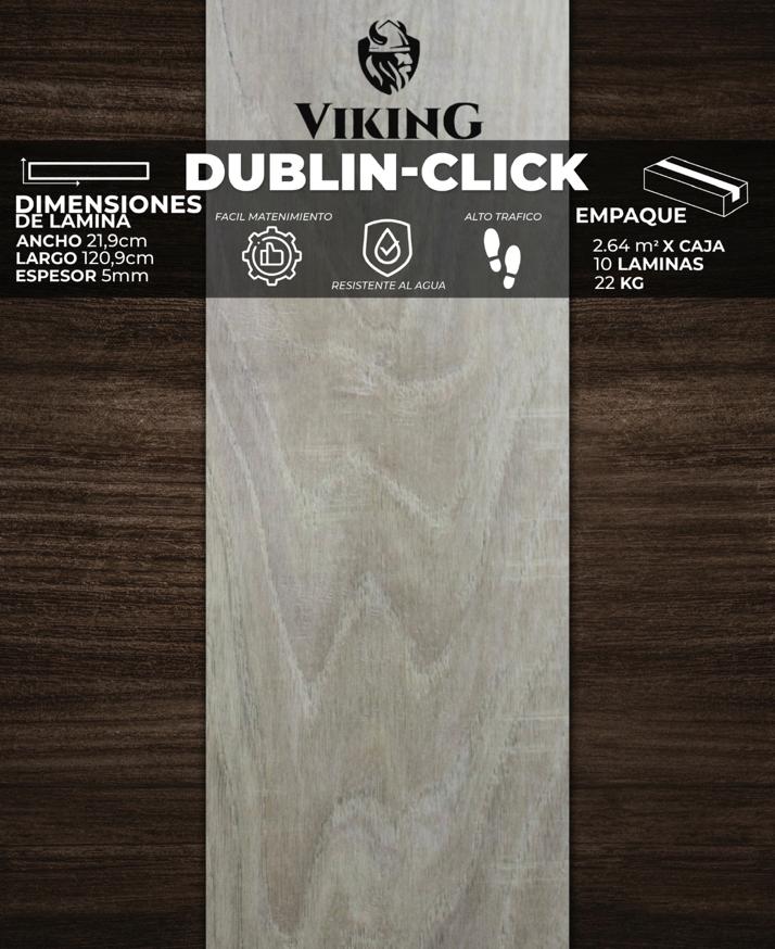 [PV0051] PISOS VINIL VIKING (DUBLIN - CLICK 5mm (2,64 mt2/Caja) (Solo Piso)