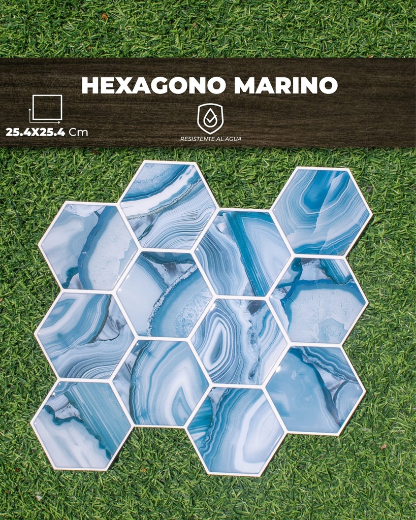 [ST0007] STICKER 3D HEXAGONO MARINO (25,4 X 25,4)

