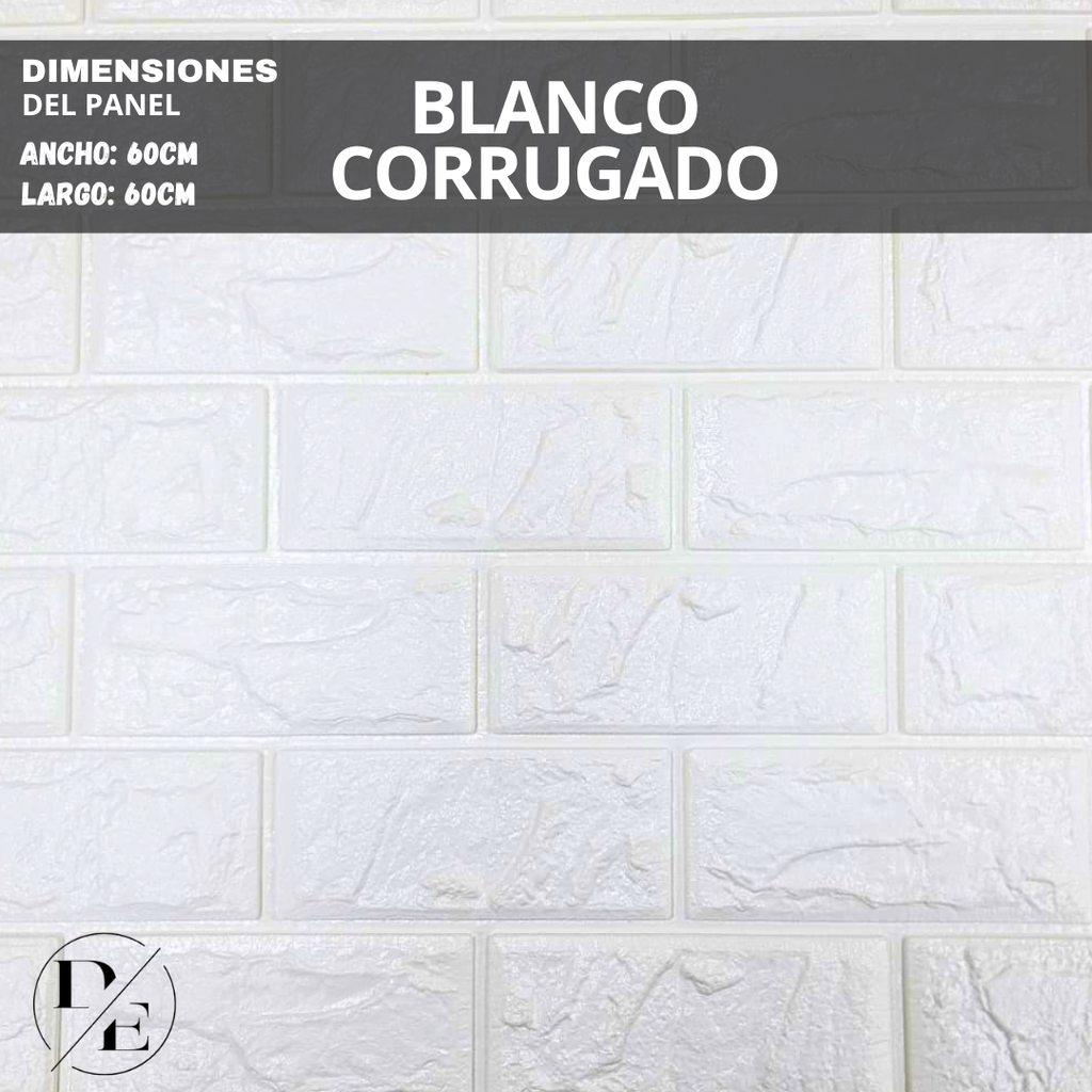 [P3DMINI] PANEL 3D MINI CORRUGADO BLANCO GRUESO (0,60cm x 0,60cm)