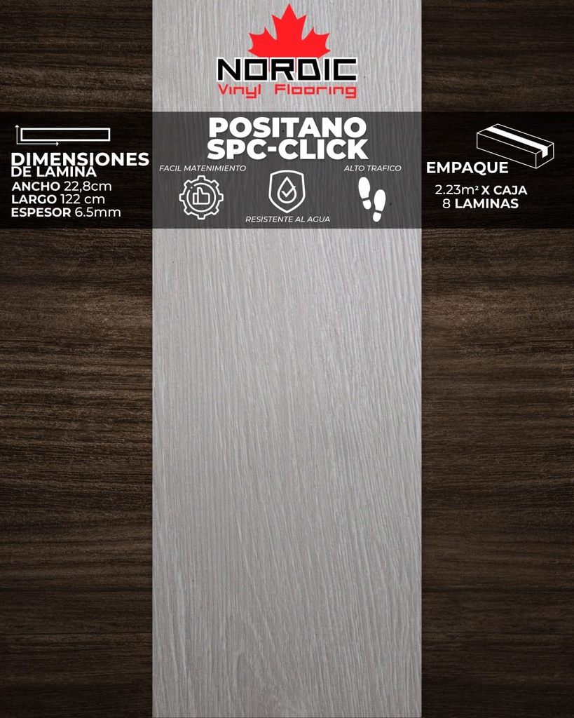 [PVC000-2] VINIL NORDIC CLICK (POSITANO) 6,5mm (2,23m2/Caja) (Con Moldura PVC y RP PVC)