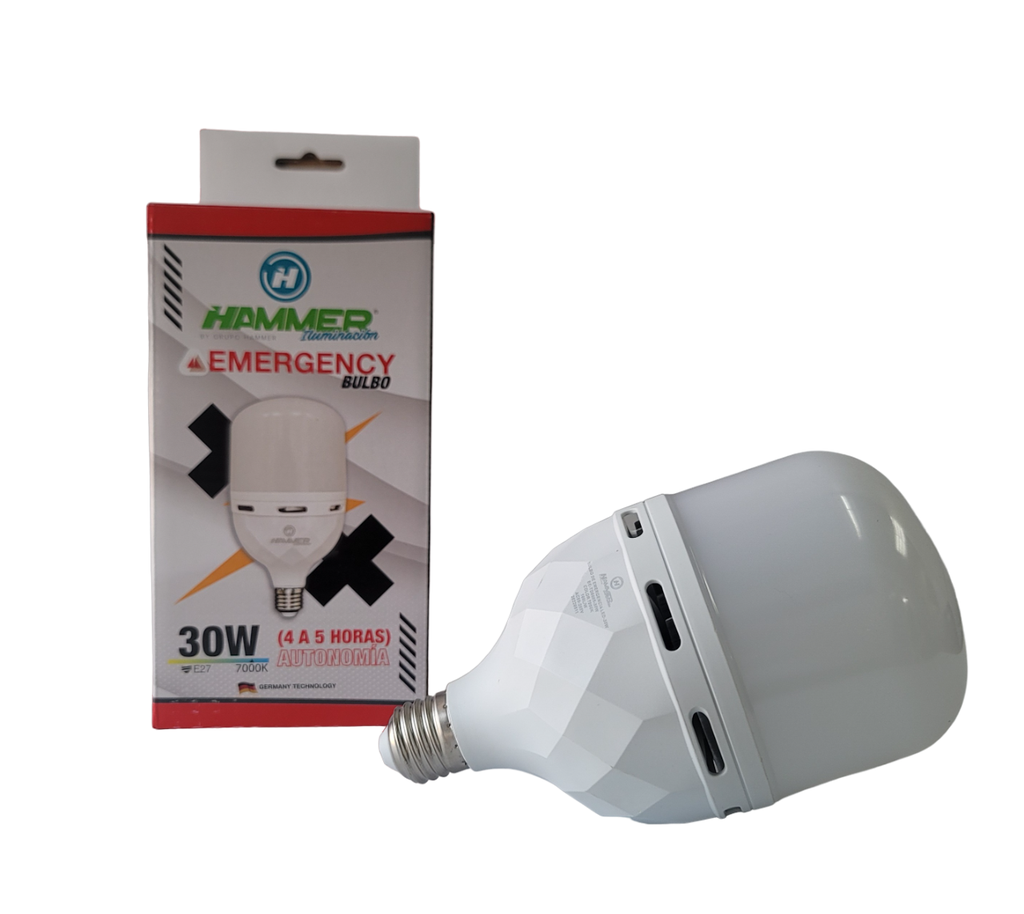 [BE-TD6605-30W] BULBO DE EMERGENCIA LED - 30W - 7000K - E27 - 85/265 VOLTS - 3.000 MHA - 30.000 HORAS VIDA - (4 A 5 HORAS)